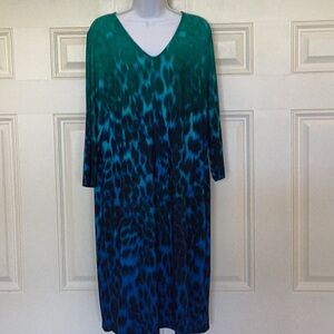 Chico's Teal and Navy Animal Print Dress